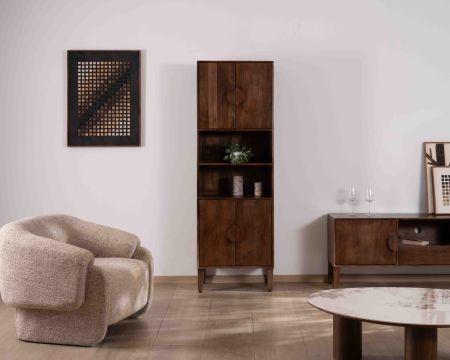 Estantería retro de madera maciza de mango oscuro, 60 cm, «Kaldo», estilo mid-century