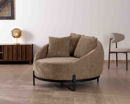 Sillón XL de tejido rizado color topo «Sweet Culture», 120 cm, ultracómodo