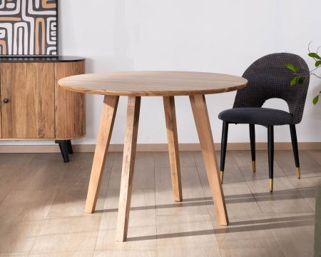 Mesa redonda de acacia de estilo retro «Boomer», diámetro 100 cm