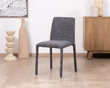 Lote de 4 sillas apilables de comedor de tela gris grafito texturizada «Otto» 