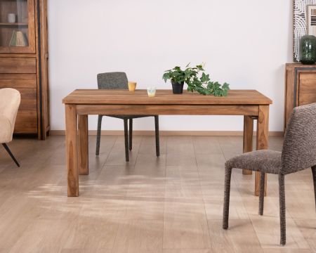 Mesa de comedor extensible de 160 a 210 cm, de teca maciza reciclada «Kayoa», de estilo auténtico
