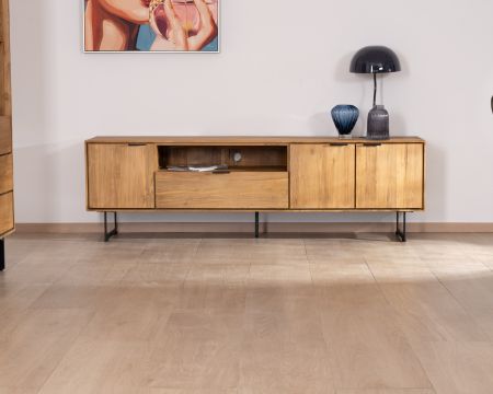 Mueble de televisión grande de 200 cm de teca reciclada «Bahia», estilo retro
