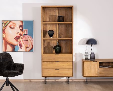 Librería de estilo retro de teca «Bahia» de 3 estantes
