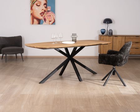Mesa de comedor tipo barco de teca reciclada con patas Mikado «Bahia», 200 cm