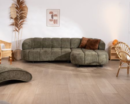 Sofá con ajuste eléctrico y chaise longue «Syltan» en tejido ultrasuave de color verde oscuro
