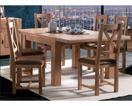 Mesa de comedor cuadrada de roble macizo aceitado «Lodge Casita», 140 x 140 cm
