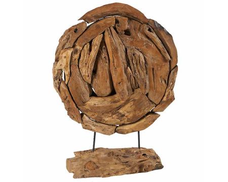 Escultura decorativa redonda de raíz de teca maciza «Madera»