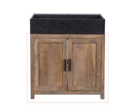 Mueble de fregadero de madera maciza de 2 puertas «Grand Chef» sin cubeta
