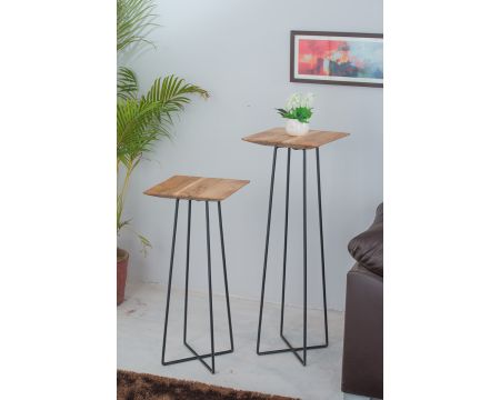 Lote de 2 sillas de metal negro y madera «Plants» de 80 y 100 cm