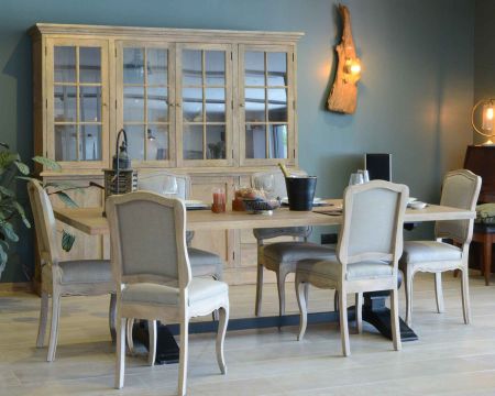 Mesa de comedor grande para 8/10 comensales, de estilo elegante, en negro y madera, modelo «Legacy»