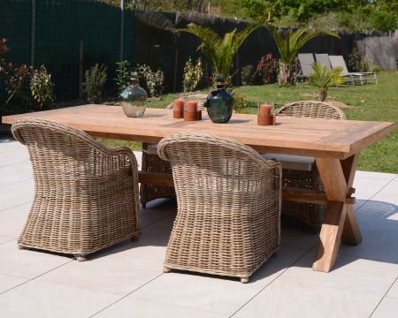 Mesa de comedor grande de teca reciclada para 8/10 personas «Balangan Beach»