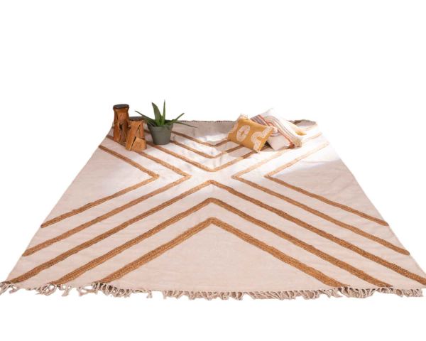 Gran alfombra de salón tejida a mano en algodón y yute, 200 x 300 cm, «Ethnic»