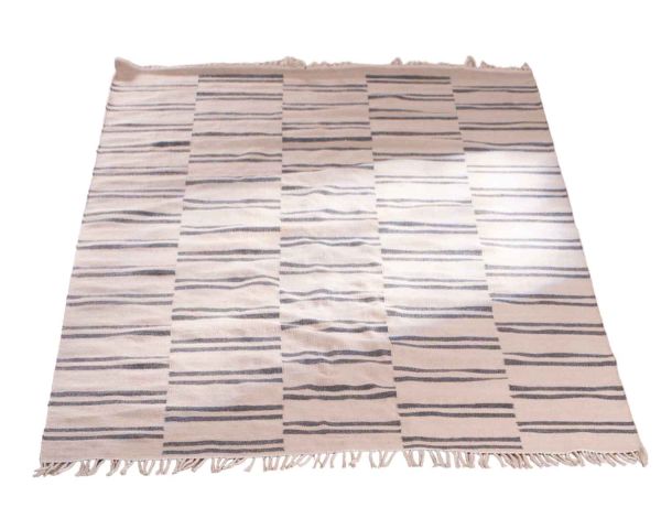 Alfombra grande blanca con rayas azules, de 200 x 300 cm, «Ethnic»