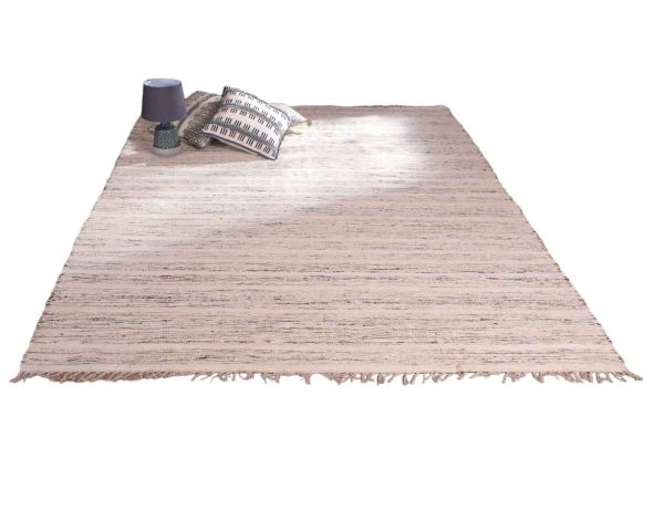 Alfombra tejida a mano en algodón y yute con flecos, 120 x 180 cm, «Solira»