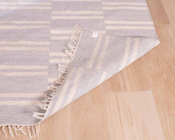 Alfombra a rayas en azul claro y crema «Ethnic», medidas: 120 x 180 cm