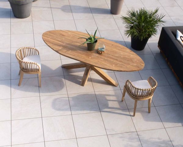 Silla de jardín de teca y ratán «Wilma»