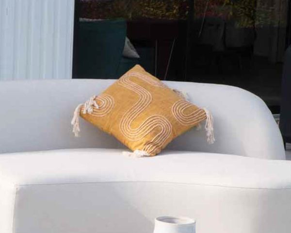 Cojín de tela de algodón flameado «Ethnic», 45 x 45 cm, en beige y amarillo