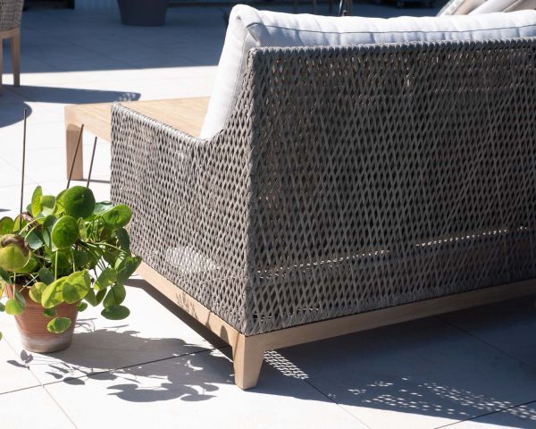 Conjunto de jardín trenzado en teca y tejido de alta gama con diseño jaspeado «Porticcio»