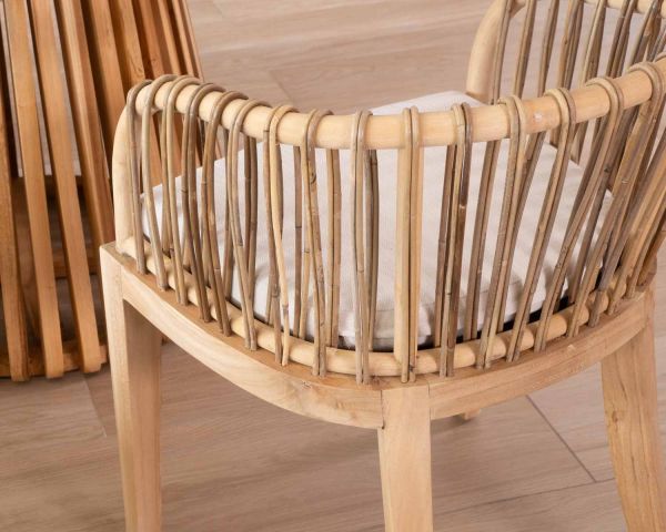 Silla de jardín de teca y ratán «Wilma»