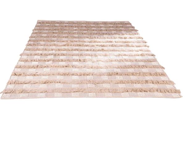 Alfombra decorativa de algodón texturizado en color beige «Matis», 120 x 180 cm