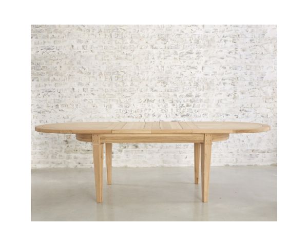 Mesa ovalada de roble macizo con extensiones «Artisan» 