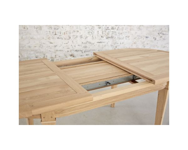 Mesa ovalada de roble macizo con extensiones «Artisan» 
