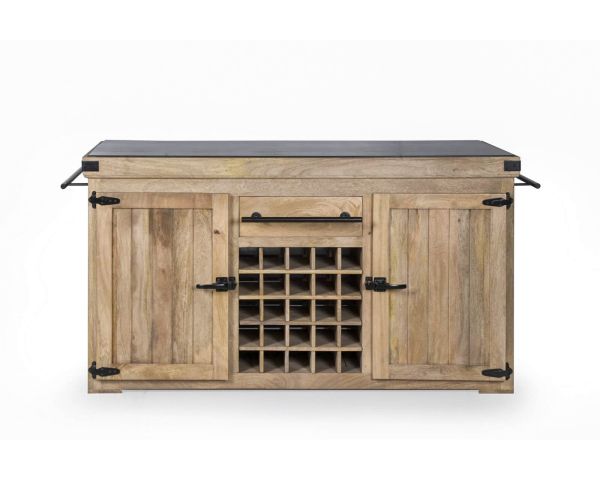 Gran tabla de cortar de madera maciza con superficie de piedra «Grand Chef», 165 cm