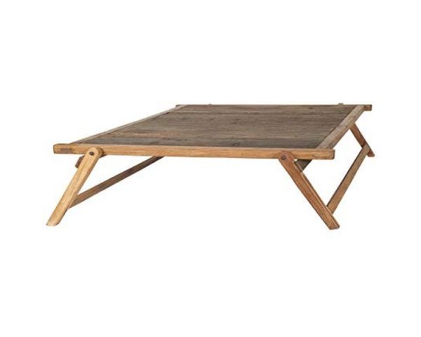 Gran mesa de centro cuadrada de madera antigua de estilo étnico «nepalí»