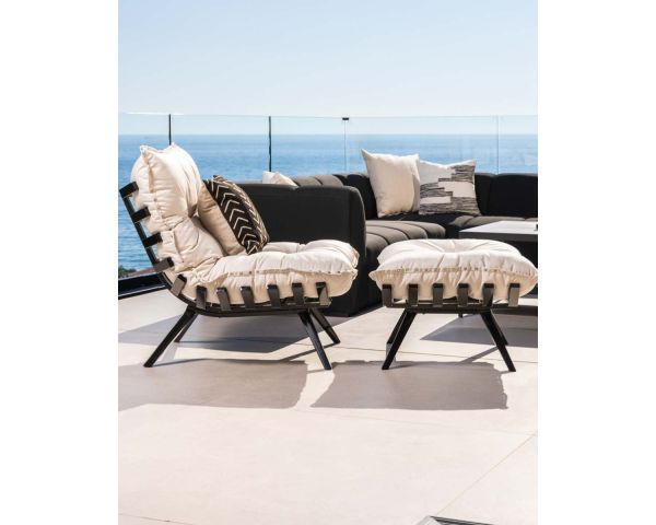 Tumbona modular de alta gama con estructura de aluminio negro «Lisca»