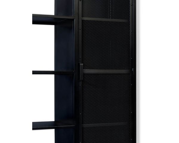 Armario industrial de metal negro, 1 puerta y 4 estantes, modelo «Atelier», alt. 180