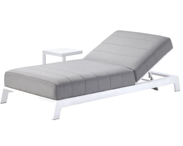 Tumbona acolchada de aluminio blanco y tela gris de alta calidad «Terrasse»