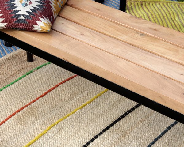 Banco industrial de madera maciza de acacia y metal «Garden»