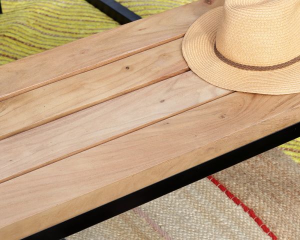 Banco industrial de madera maciza de acacia y metal «Garden»