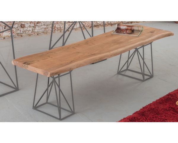 Banco de madera maciza con patas de metal gris «Zen»