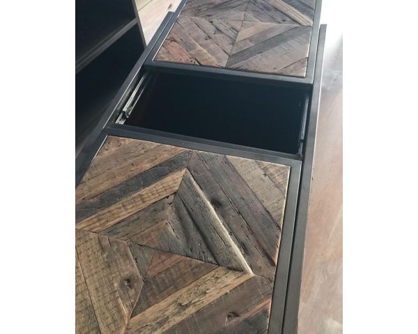 Mesa de centro tipo bar de metal y madera industrial de 100 cm «Wood»