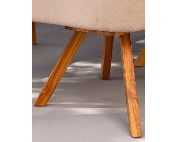 Silla de jardín con tapizado Sunbrella en blanco roto y patas de teca «Lombok»