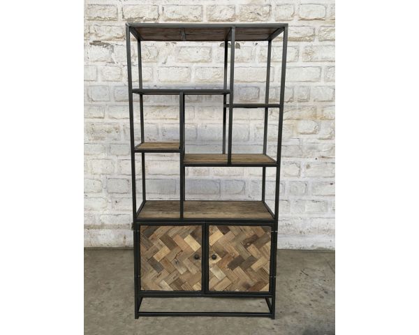 Estantería industrial de 180 x 90 cm, de metal gris y madera de mango «Kaloupilé»