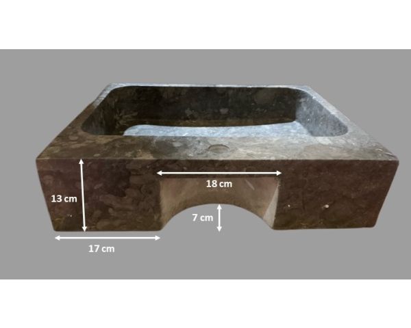 Lavabo rectangular de diseño en mármol pulido gris «Stone»
