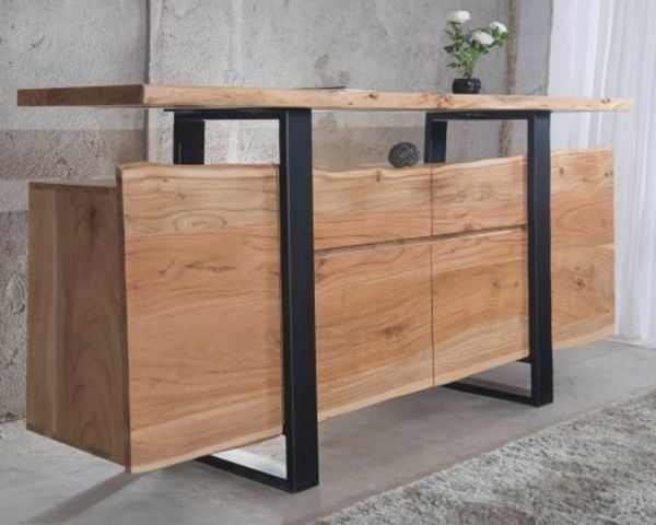 Aparador con cajones de madera maciza natural «Zen Black»