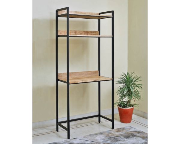 Escritorio industrial de metal y madera de mango con estantes «Atelier» 