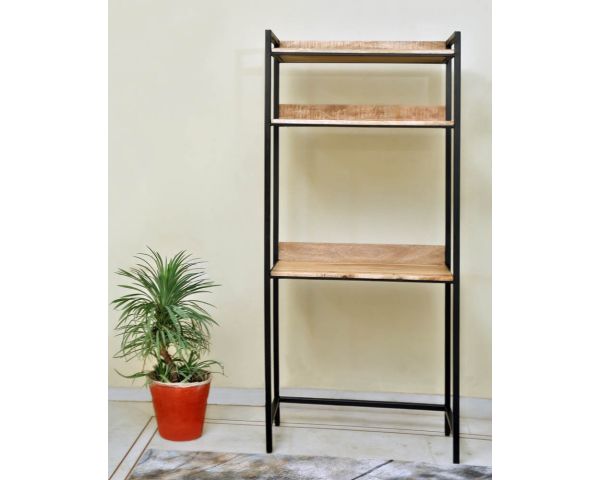 Escritorio industrial de metal y madera de mango con estantes «Atelier» 
