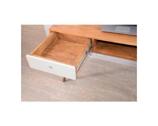 Escritorio escandinavo de palisandro «Vintage grey» con cajón blanco