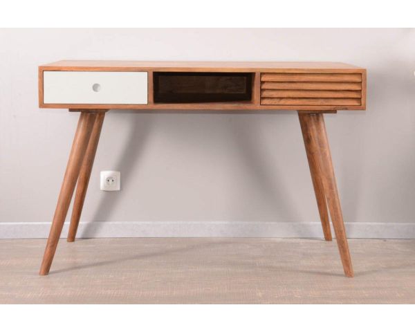Escritorio escandinavo de palisandro «Vintage grey» con cajón blanco
