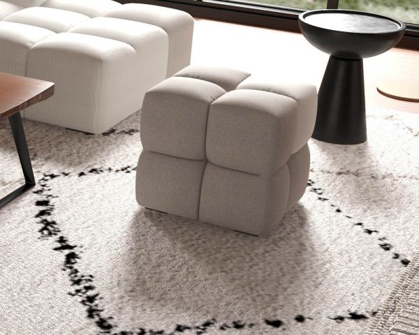 Puf cúbico de diseño «Casa Nova» bicolor, en gris y beige