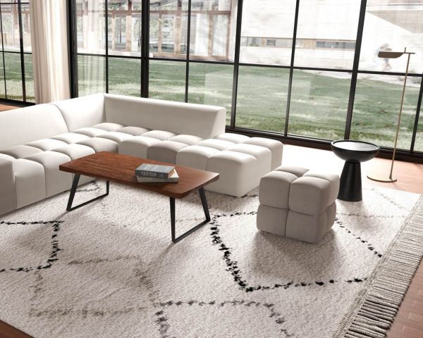 Puf cúbico de diseño «Casa Nova» bicolor, en gris y beige