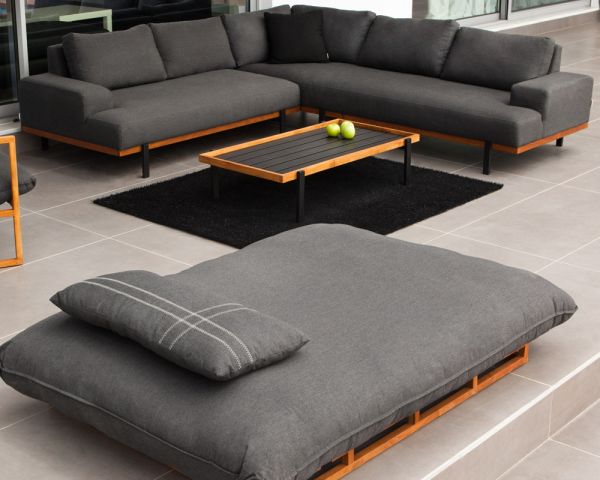 Mesa de centro de exterior de teca y aluminio «Maluku Island»