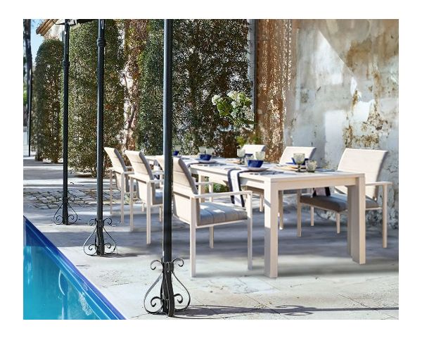 Pérgola de pared con 3 patas metálicas y techo redondeado «Gardénia», 3,60 m x 3 m