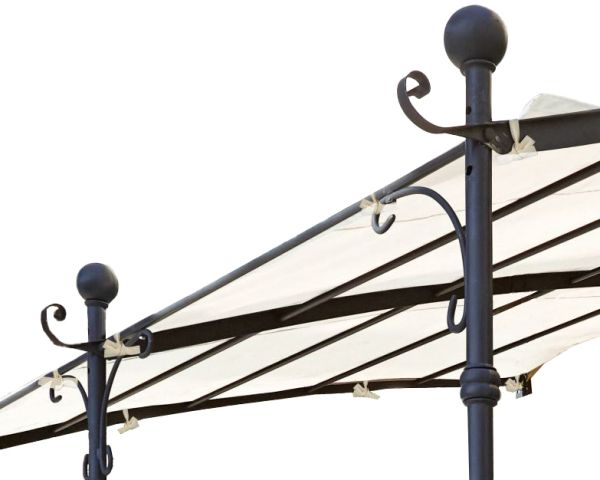 Pérgola de pared con 3 patas metálicas y techo redondeado «Gardénia», 3,60 m x 3 m