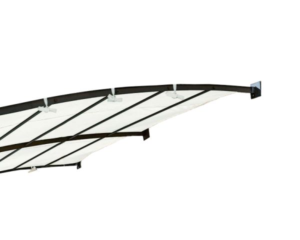 Pérgola de pared con 3 patas metálicas y techo redondeado «Gardénia», 3,60 m x 3 m