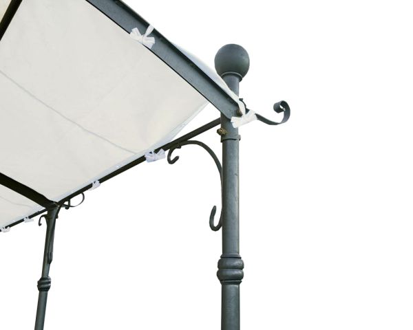 Pérgola de pared con 3 patas metálicas y techo redondeado «Gardénia», 3,60 m x 3 m